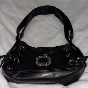 Classic Black Shoulder Bag with Silver Accent